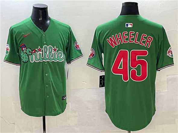 Mens Philadelphia Phillies #45 Zack Wheeler Green Phanatic Limited Stitched Jersey->philadelphia phillies->MLB Jersey